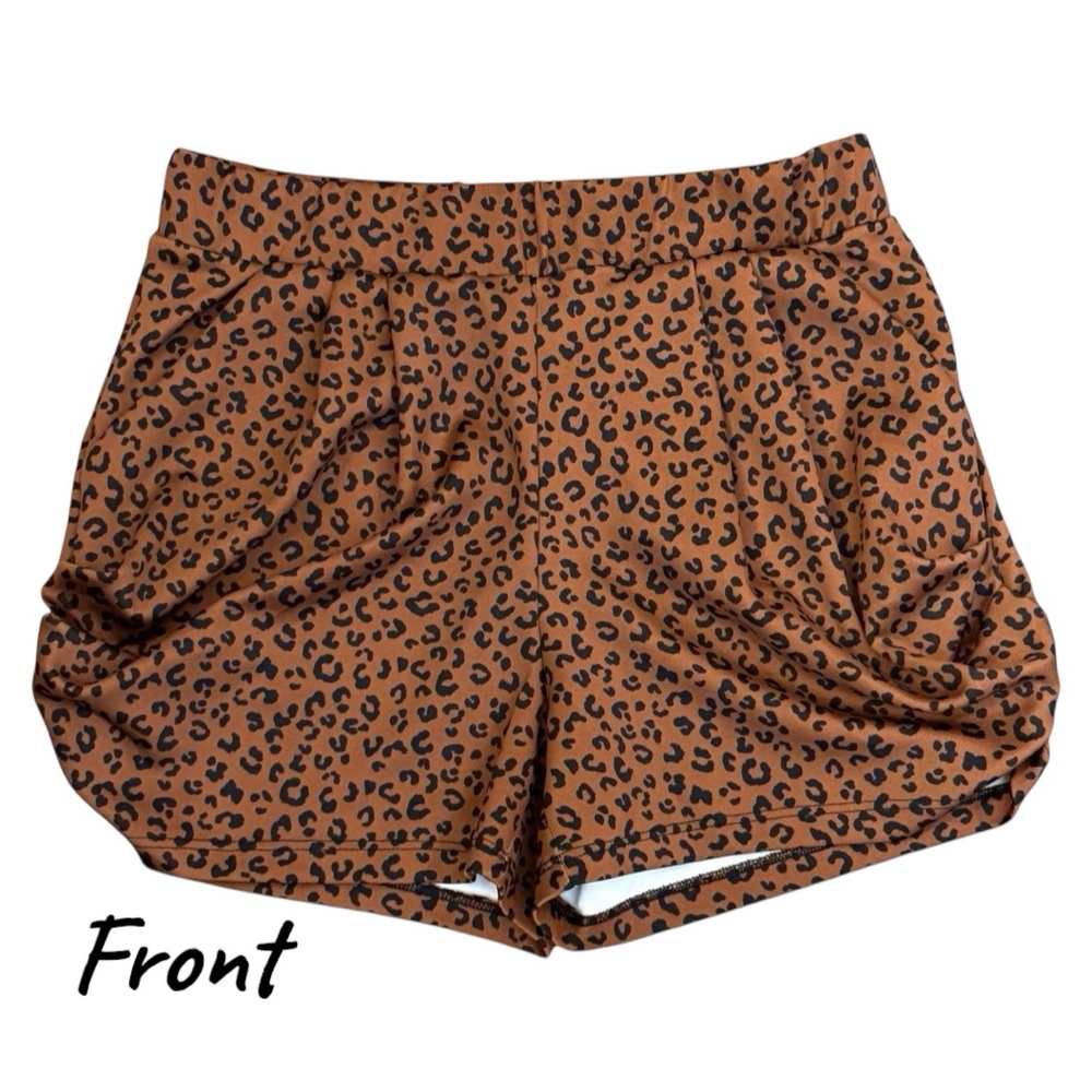 White Birch: High Waist Leopard Print Shorts